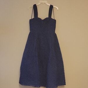 French Connection Navy Midi Dress Embroidered Sz 4  New $200